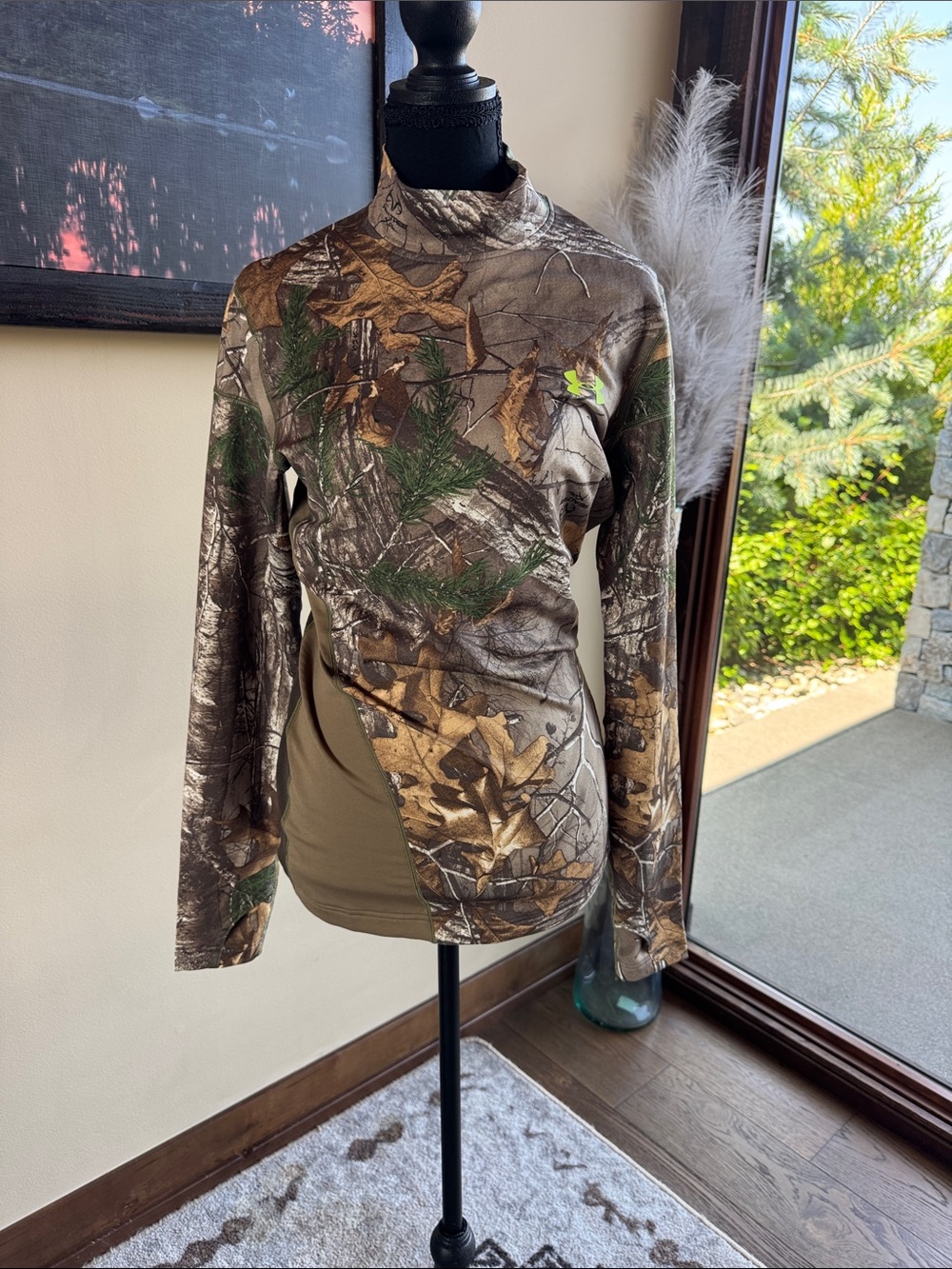 Under Armour Women’s Long-Sleeve Camo Performance Top - Brown/Green medium